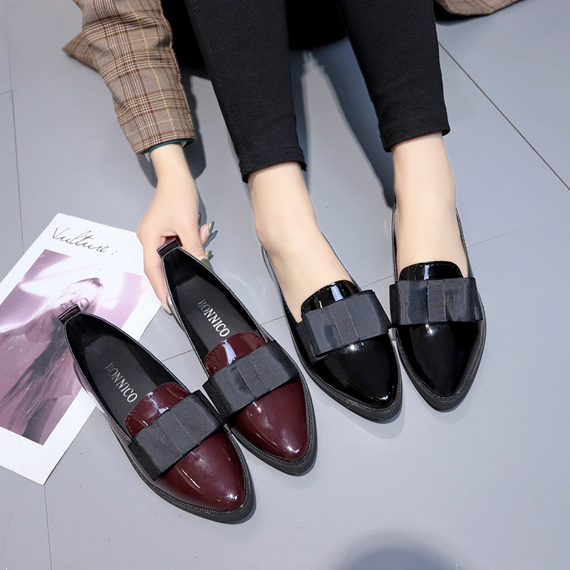 Summer Clothing Sale Women - Sapatos de Couro Sintético Preto/Vermelho Vinho