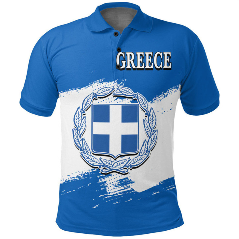 Summer Clothing For Greece - Grécia bandeira mapa 3d impressão polo