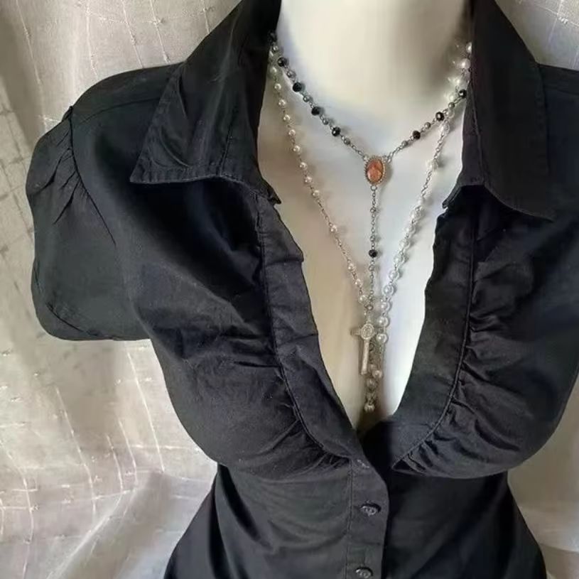 Summer Grunge Clothing - Blusa Feminina Y2K Grunge Gótica Manga