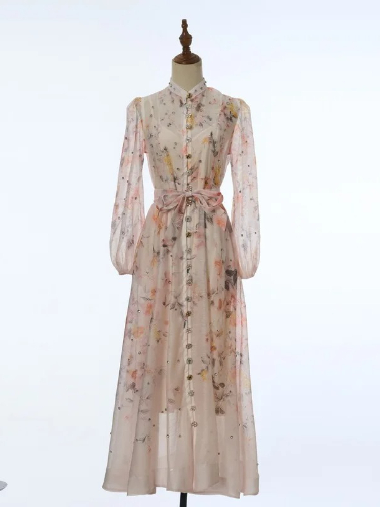 Summer Clothing Australia - Vestido Longo Slim Feminino com Detalhes