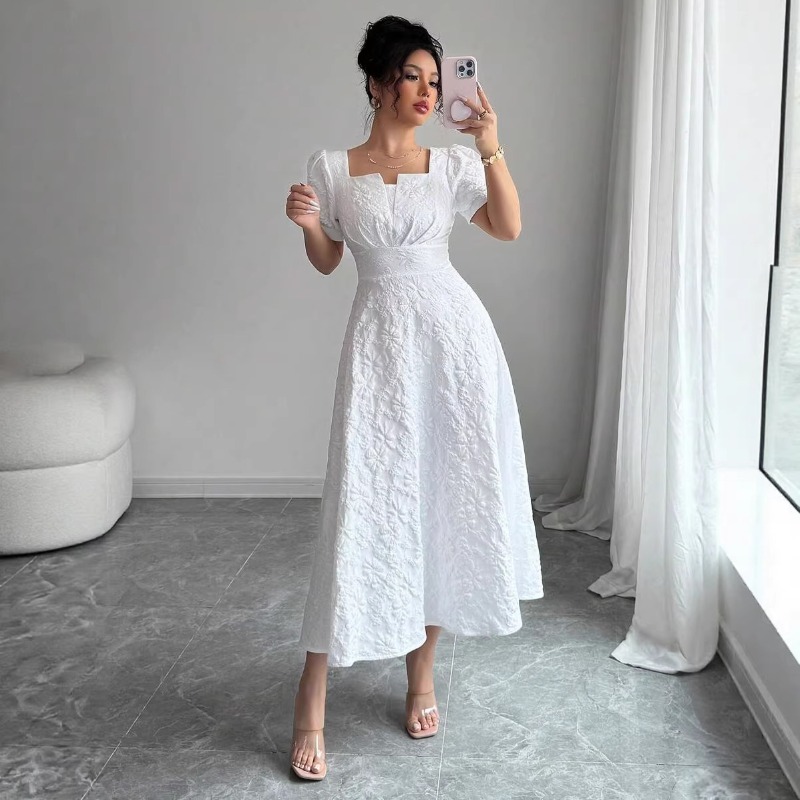 Sundress Midi Floral - Vestido Midi Floral Branco para Mulheres,
