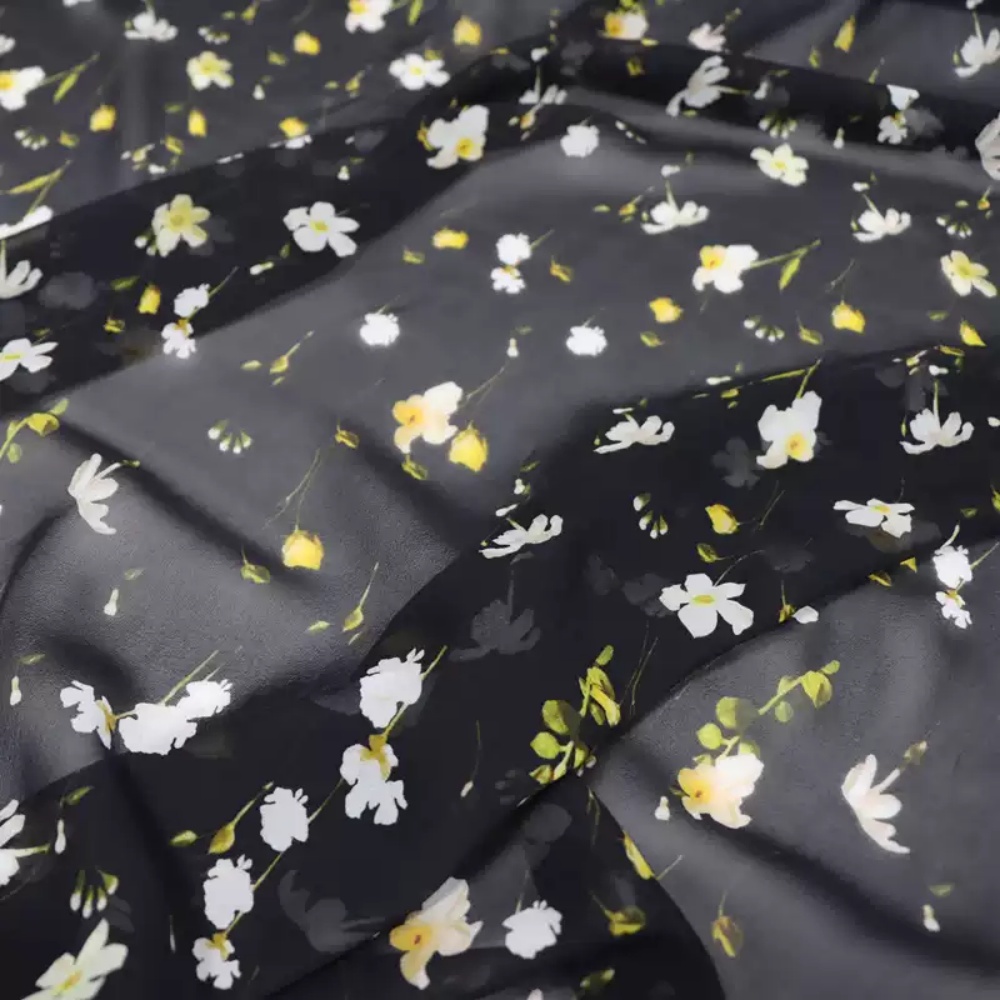 Soft Summer Yellow Clothing - Tecido de Seda Georgette com Design