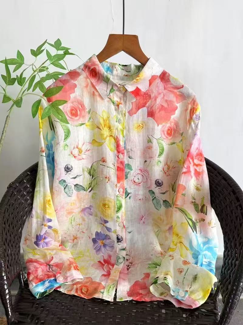 Summer Linen Clothing For Women - Camisas e Blusas Femininas de Linho