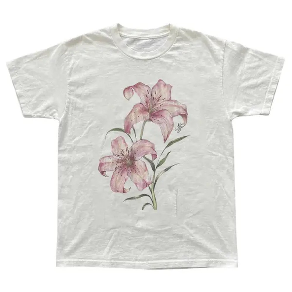 Summer Grunge Clothing - Camiseta Floral Rosa Lírio, Camiseta com