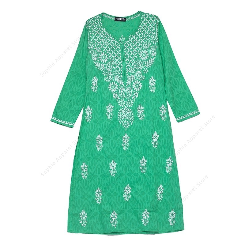 Summer Clothing Pakistan - Feminino bordado kurti indiano/pakistano túnica topo