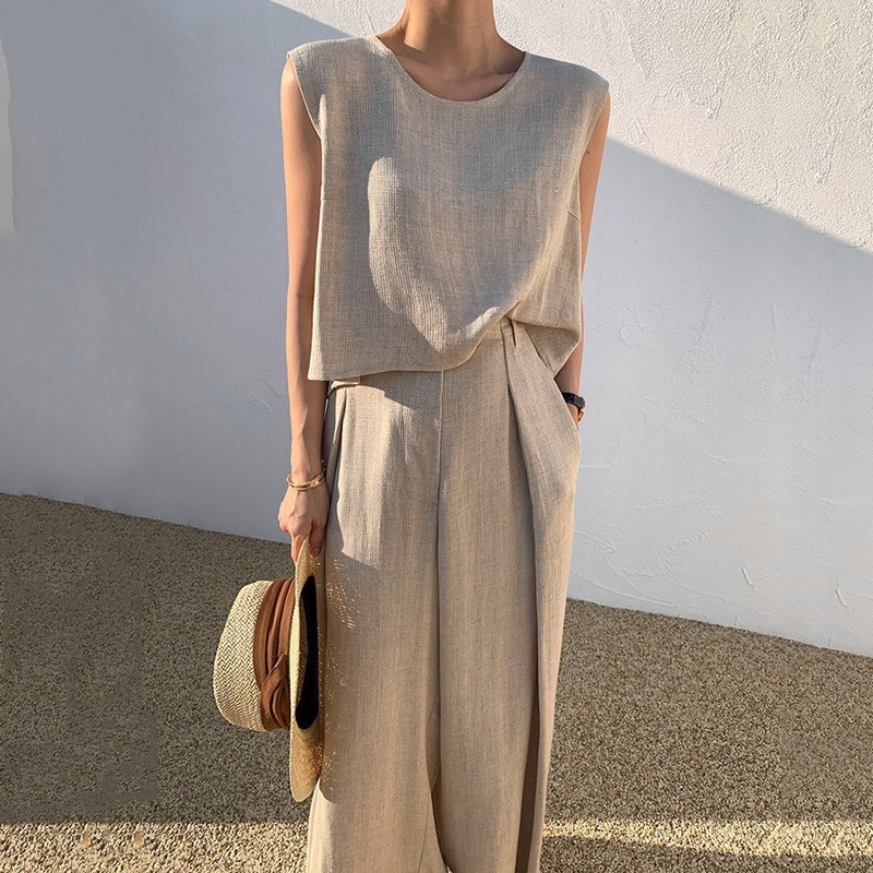 Summer Linen Clothing For Women - Conjunto Feminino de 2 Peças 2026