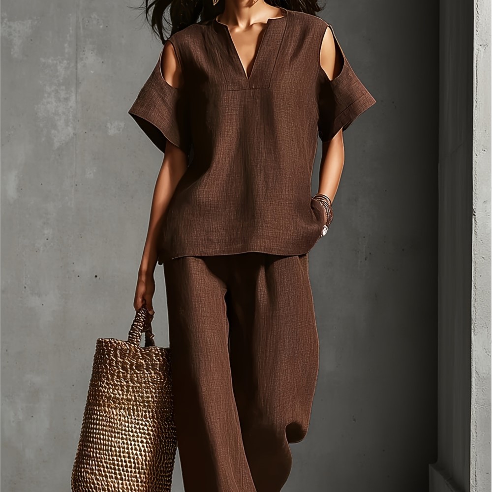Conjunto Feminino de Verão Cas - Summer Linen Clothing For Women avaliação e preço