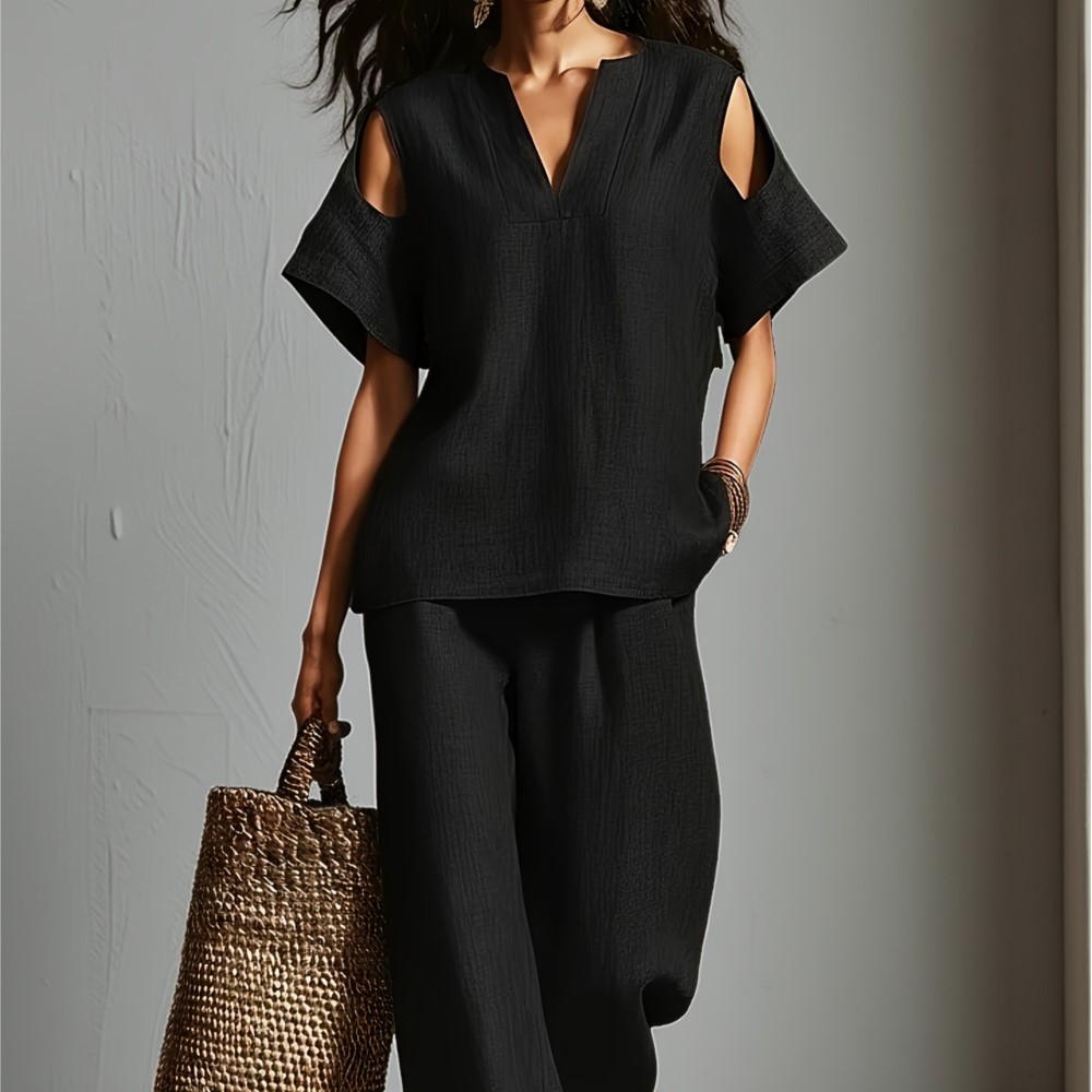 Conjunto Feminino de Verão Cas - Summer Linen Clothing For Women avaliação e preço