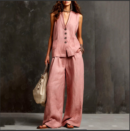 Conjunto Feminino de 2 Peças:  - Summer Linen Clothing For Women avaliação e preço