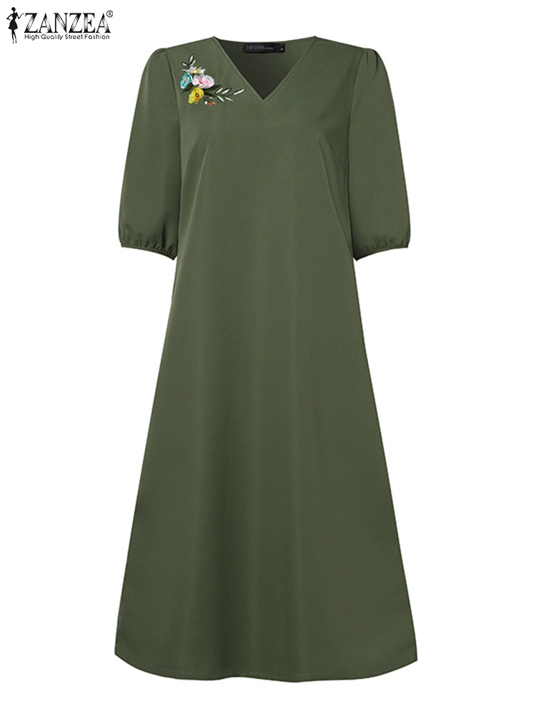 2024 zanzea verão moda feminin - Sundress Midi Floral avaliação e preço