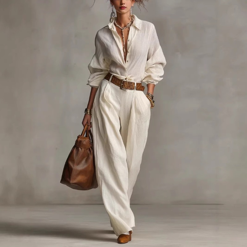 Conjunto de Calças de Linho e  - Summer Linen Clothing For Women avaliação e preço