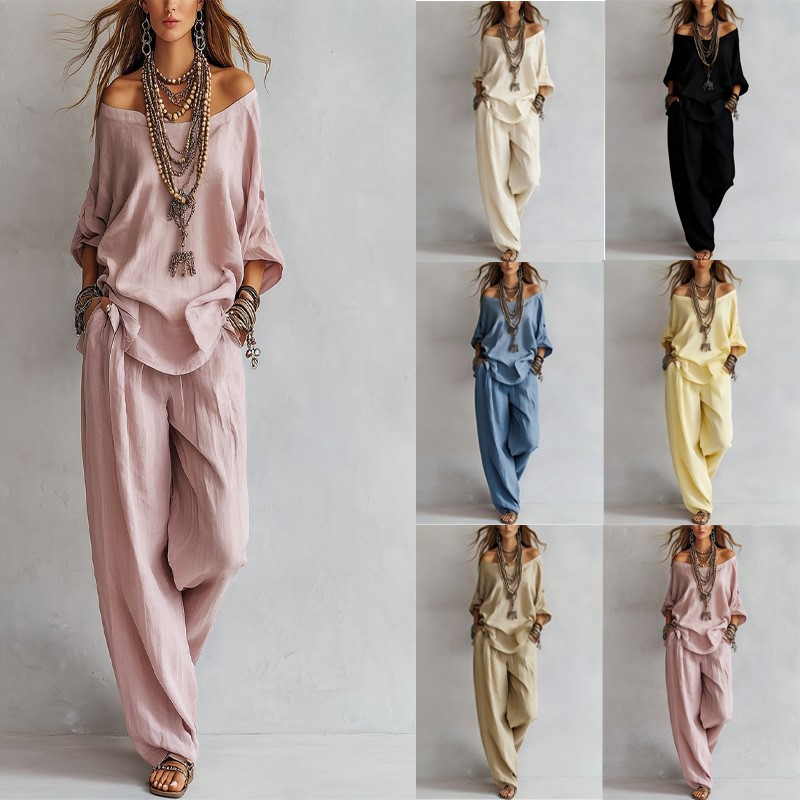 Conjunto Feminino de Duas Peça - Summer Linen Clothing For Women avaliação e preço