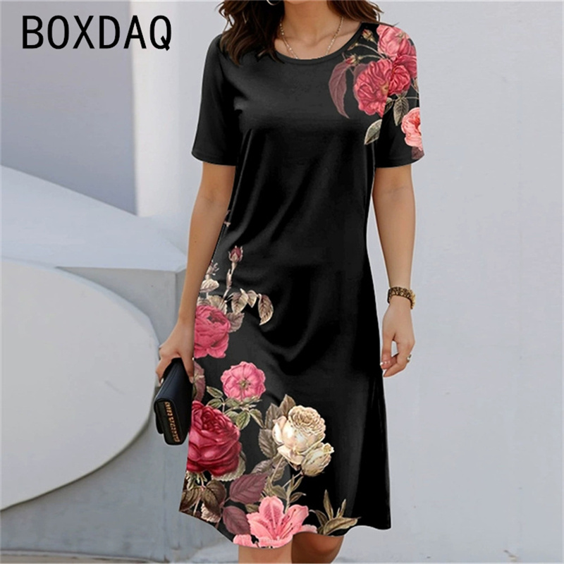 Estilo boêmio manga curta em t - Sundress Midi Floral avaliação e preço