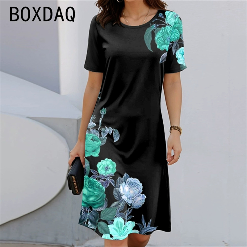 Estilo boêmio manga curta em t - Sundress Midi Floral avaliação e preço