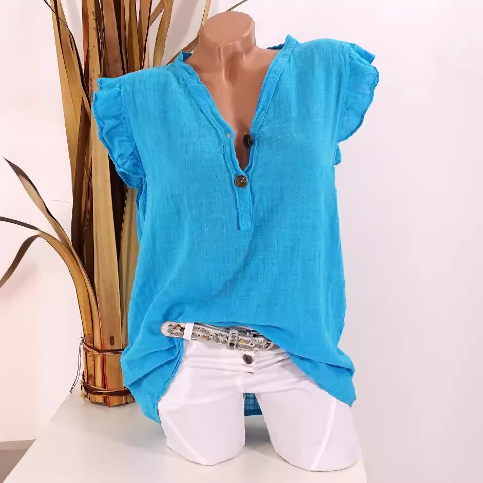 Blusa Feminina 2026 Casual de  - Summer Linen Clothing For Women avaliação e preço