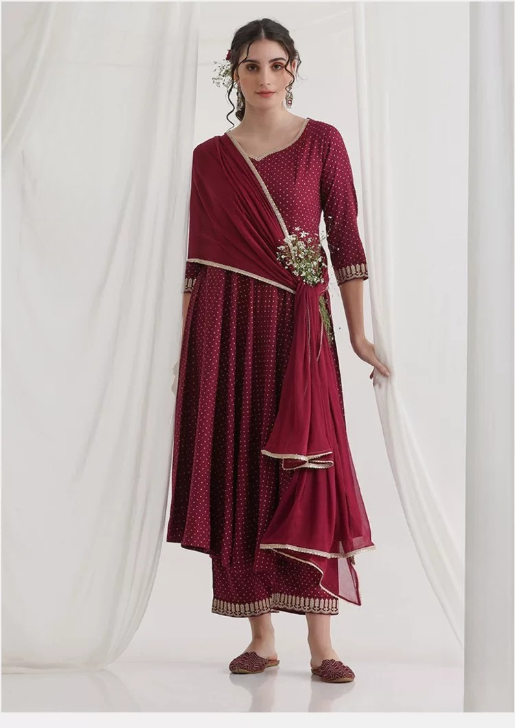 Conjunto de Kurta Étnica Marro - Summer Clothing Pakistan avaliação e preço