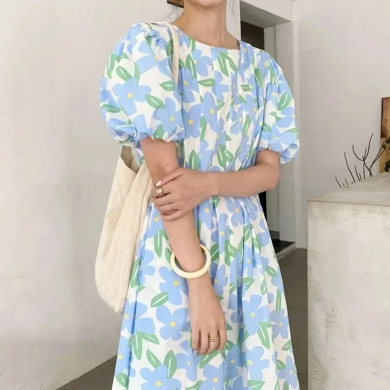 Verão gola redonda cintura alt - Sundress Midi Floral avaliação e preço