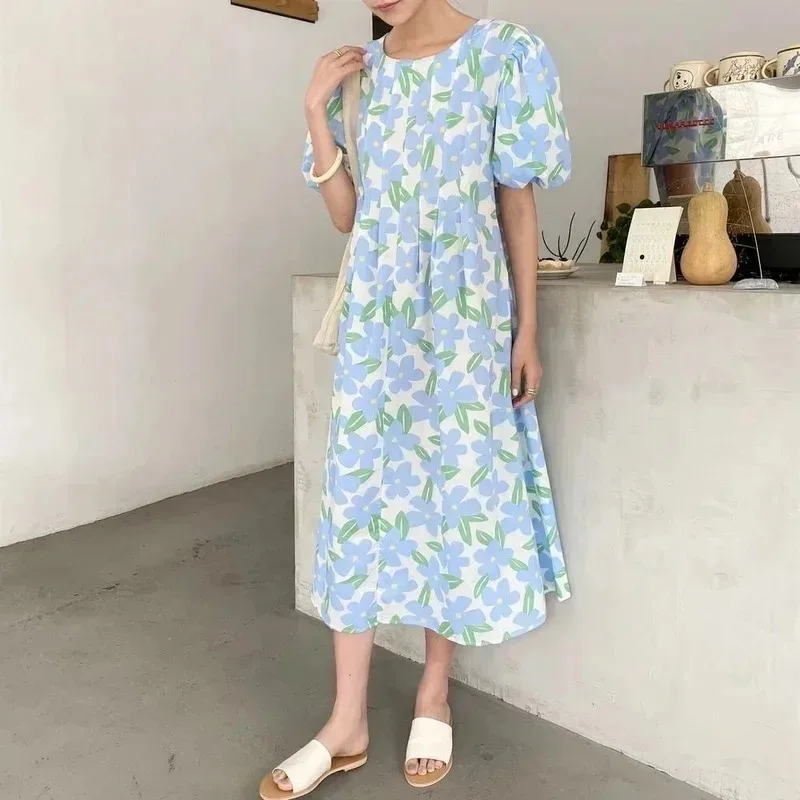 Verão gola redonda cintura alt - Sundress Midi Floral avaliação e preço