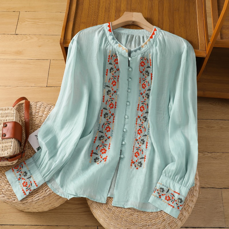 Blusas femininas estilo chinês - Summer Linen Clothing For Women avaliação e preço