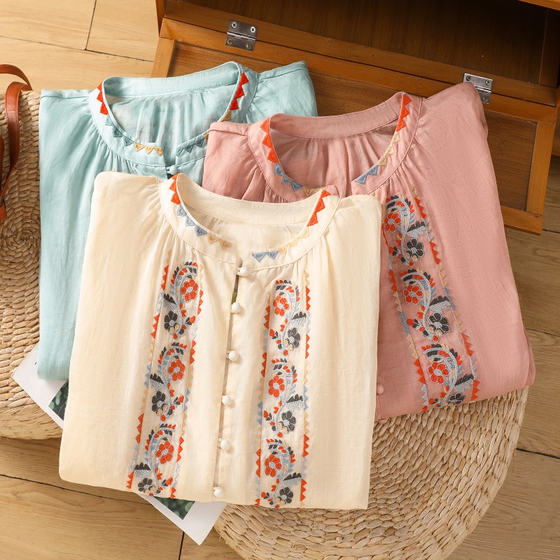 Blusas femininas estilo chinês - Summer Linen Clothing For Women avaliação e preço