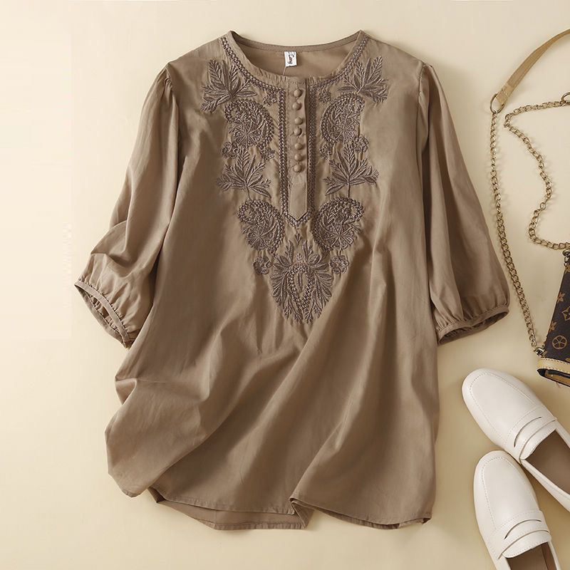 Blusa de linho de algodão bord - Summer Linen Clothing For Women avaliação e preço