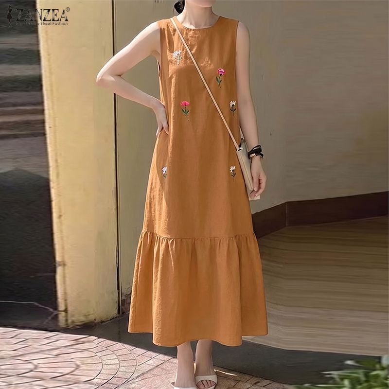 Vestido Casual Feminino Sem Ma - Sundress Midi Floral avaliação e preço