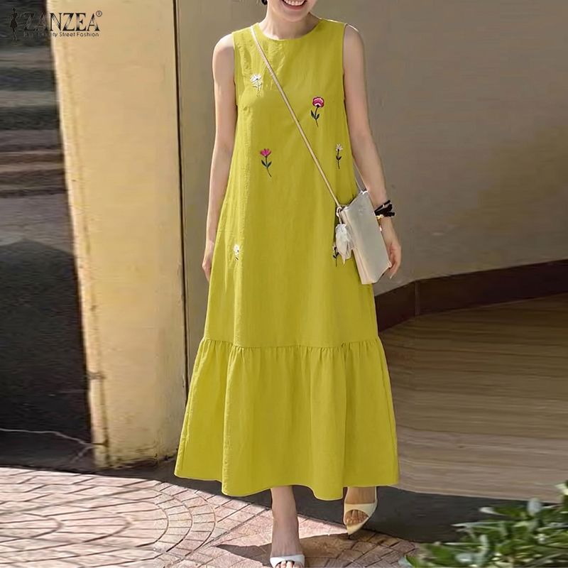 Vestido Casual Feminino Sem Ma - Sundress Midi Floral avaliação e preço