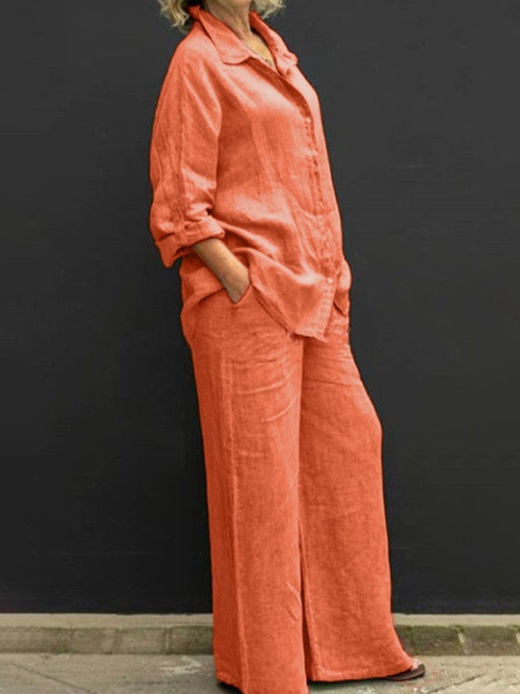 Conjunto feminino monocromátic - Summer Linen Clothing For Women avaliação e preço