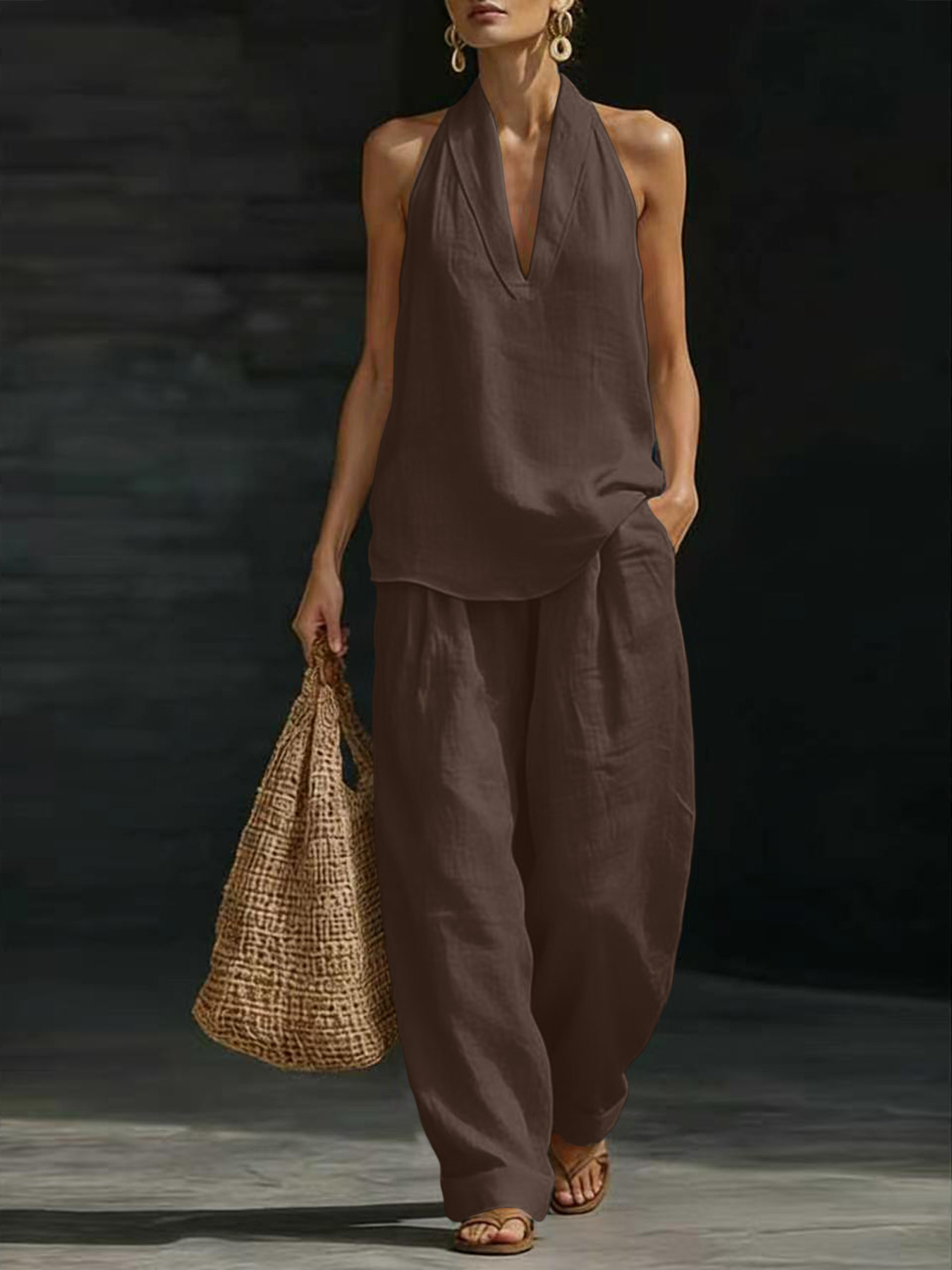 Conjunto Feminino de Linho 2 P - Summer Linen Clothing For Women avaliação e preço