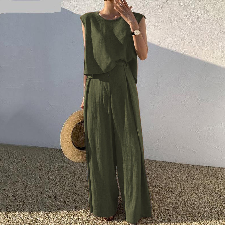 Conjunto Feminino de 2 Peças 2 - Summer Linen Clothing For Women avaliação e preço