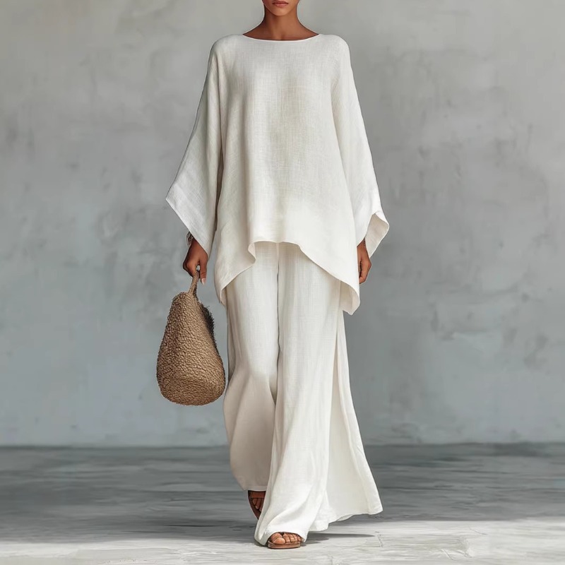 Conjunto de 2 Peças de Calças  - Summer Linen Clothing For Women avaliação e preço